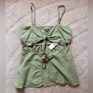 Anthropologie Linen Tie Top